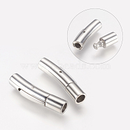 Tube 304 Stainless Steel Bayonet Clasps, Jewelry Findings, Stainless Steel Color, 28~30x5.5mm, Hole: 4mm(X-STAS-Q033-1)