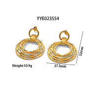 Fashionable Irregular Stainless Steel Stud Earrings for Women, Golden, Ring, 52x37.3mm(MT3122-11)