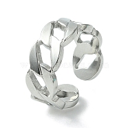 304 Stainless Steel Open Cuff Ring, Hollow Curb Chains Shape, Stainless Steel Color, US Size 6 1/2(16.9mm)(RJEW-L110-037P)