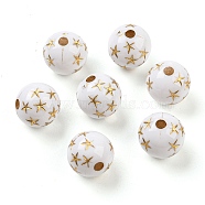 Opaque Acrylic Beads, Round & Stars, White, 10mm, Hole: 2mm, 930pcs/500g(OACR-B013-02B)