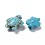 210 Pcs 2 Sizes Synthetic Turquoise Turtle Beads, Dyed, Turquoise, 18x14x8mm, 15x12x6mm, Hole: 1mm(G-NB0001-34)