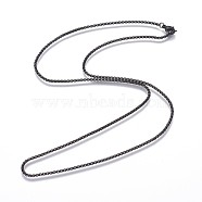 304 Stainless Steel Box Chain Necklaces, with Lobster Claw Clasp, Gunmetal, 23.62 inch(60cm), 2mm(NJEW-P250-02B-03)