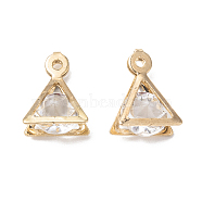 Crystal Glass Rhinestone Pendants, with Iron Finding, Triangle Charms, Golden, 14.5x10x6mm, Hole: 1.2mm(IFIN-E020-29G)