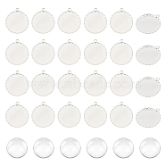 DIY Pendant Making Kits, including 316 Surgical Stainless Steel Pendant Cabochon Settings and Transparent Glass Cabochons, Platinum, 24.5~29.5x24.5~28.5x2.5~7mm, 60pcs/box(DIY-UN0004-21)
