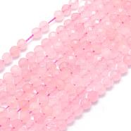 Natural Rose Quartz Beads Strands, Faceted, Round,  4mm, Hole: 0.8mm, about 95pcs/strand, 15.35 inch(39cm)(G-E411-26-4mm)