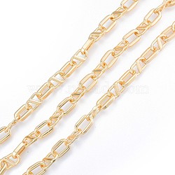 Alloy Oval Link Chains, with Spool, Cadmium Free & Nickel Free & Lead Free, Unwelded, Real 18K Gold Plated, 15x8.5x3mm, about 32.81 Feet(10m)/Roll(LCHA-N01-10)