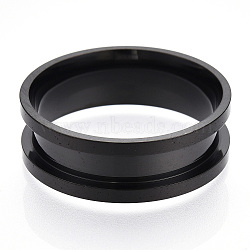 201 Stainless Steel Grooved Finger Ring Settings, Ring Core Blank, for Inlay Ring Jewelry Making, Electrophoresis Black, Inner Diameter: 21mm(RJEW-TAC0017-8mm-05B)