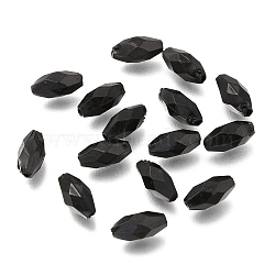 Transparent Acrylic Beads, Faceted, Rice, Black, 11x5mm, Hole: 1.5mm, about 2750pcs/500g(PLRC5X11MM45-02)