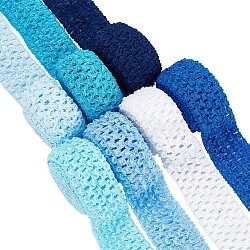 14M 7 Style Blue Series Elastic Crochet Headband Ribbon, for Hair Bow Accessories, Gift Wrapping, Mixed Color, 40~45x1.5~2mm, 2m/style(OCOR-BC0005-36)