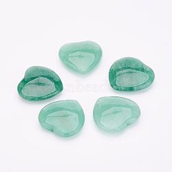 Natural Green Aventurine Beads, Heart, Half Drilled, 19x19x6mm, Hole: 1mm(X-G-G670-04)