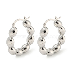 Rack Plating Brass Hoop Earrings, Long-Lasting Plated, Lead Free & Cadmium Free, Oval, Platinum, 34x7x31mm(EJEW-M247-12P)