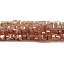 Baking Painted Glass Beads Strands, Imitation Jaed, AB Color, Faceted, Cube, Chocolate, 2.5x2.5x2.5mm, Hole: 0.8mm, about 191~193pcs/strand, 18.11~18.50 inch(46~47cm)(DGLA-F002-05G)
