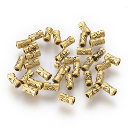 Tibetan Style Alloy Beads, Lead Free & Cadmium Free & Nickel Free, Tube, Antique Golden Color, Size: about 3mm in diameter, 5mm long, hole: 1mm.(X-GLF0333Y-NF)