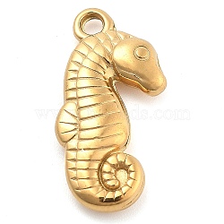 Ion Plating(IP) 304 Stainless Steel Pendants, Sea Horse Shape, Real 14K Gold Plated, 20.5x11x3mm, Hole: 1.6mm(STAS-P379-13G)