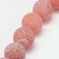 Natural Crackle Agate Beads Strands, Dyed, Round, Grade A, Indian Red, 6mm, Hole: 1mm, about 63pcs/strand, 15.5(G-G055-6mm-11)