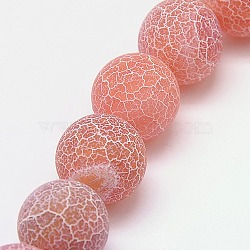 Natural Crackle Agate Beads Strands, Dyed, Round, Grade A, Indian Red, 6mm, Hole: 1mm, about 63pcs/strand, 15.5inch(G-G055-6mm-11)