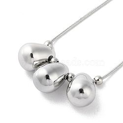 304 Stainless Steel Necklaces, Teardrop Pendant Necklaces, Stainless Steel Color, 16.46 inch(41.8cm)(NJEW-M213-01P)
