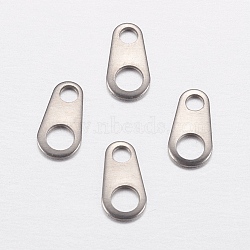 201 Stainless Steel Chain Tabs, Chain Extender Connectors, Oval, Stainless Steel Color, 6x3x0.4mm, Hole: 1mm and 2mm(STAS-F149-16P-E)