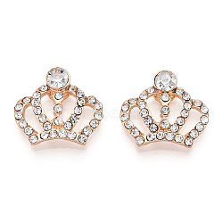 Alloy Crystal Rhinestone Cabochons, Cadmium Free & Lead Free, Crown, Light Gold, 18.5x21x5mm(ALRI-WH0002-34LG)