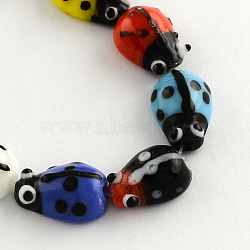 Ladybug Handmade Lampwork Beads Strands, Mixed Color, 20x14~15x9mm, Hole: 1mm, about 20pcs/strand, 15.3 inch(X-LAMP-R004-03)