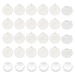 DIY Pendant Making Kits, including 316 Surgical Stainless Steel Pendant Cabochon Settings and Transparent Glass Cabochons, Platinum, 24.5~29.5x24.5~28.5x2.5~7mm, 60pcs/box(DIY-UN0004-21)