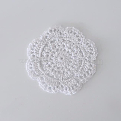 Cotton Braided Cup Mat, Woven Lace Coasters, Table Hot Pad, Home Decor, Flower, White, 100~120x3mm(AJEW-WH0304-02)