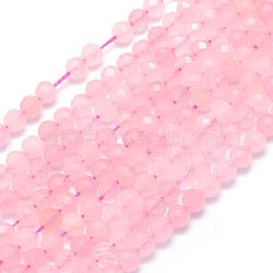 Natural Rose Quartz Beads Strands, Faceted, Round,  4mm, Hole: 0.8mm, about 95pcs/strand, 15.35 inch(39cm)(G-E411-26-4mm)