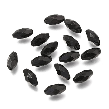 Transparent Acrylic Beads, Faceted, Rice, Black, 11x5mm, Hole: 1.5mm, about 2750pcs/500g