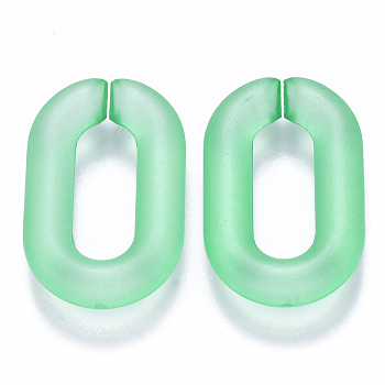 Transparent Acrylic Linking Rings, Quick Link Connectors, for Cable Chains Making, Frosted, Oval, Green, 31x19.5x5.5mm, Inner Diameter: 19.5x7.5mm
