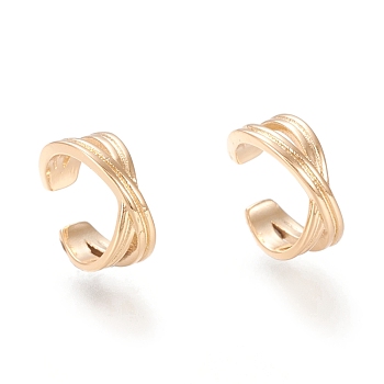 Brass Cuff Earrings, X Shape, Golden, 11x10.5x4.5mm, Inner Diameter: 9.5mm