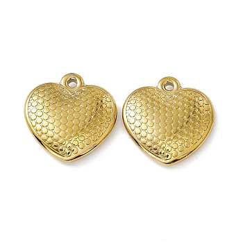 Vacuum Plating 304 Stainless Steel Pendants, Heart Charms, Golden, 26x25x6mm, Hole: 2.2mm