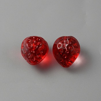 Handmade Lampwork Beads, Half Hole, Strawberry, Red, 13x11x10mm, Hole: 1.2mm