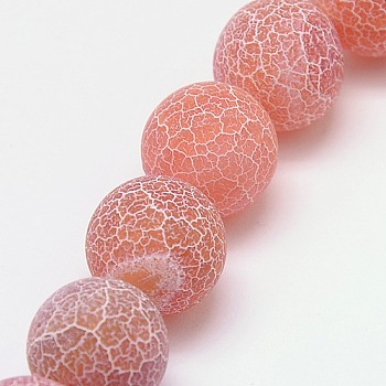 Natural Crackle Agate Beads Strands, Dyed, Round, Grade A, Indian Red, 6mm, Hole: 1mm, about 63pcs/strand, 15.5inch