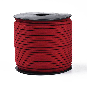 Eco-Friendly Faux Suede Cord, Faux Suede Lace, FireBrick, 3.0x1.4mm, about 98.42 yards(90m)/roll