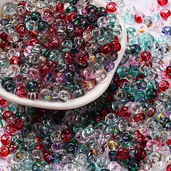3/0 Baking Paint Transparent Colours Glass Round Beads, Grade A, Round Hole, Mixed Color, 5.5x3mm, Hole: 1.8mm, about 2500pcs/pound