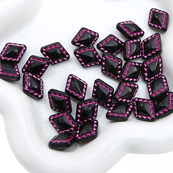 Acrylic Beads, Black, Cerise, Rhombus, 18x14mm, 20pcs/bag