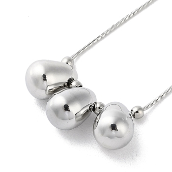 304 Stainless Steel Necklaces, Teardrop Pendant Necklaces, Stainless Steel Color, 16.46 inch(41.8cm)