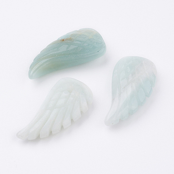 Natural Flower Amazonite Pendants, Wing, 24.5x12x5mm, Hole: 1mm