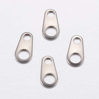 201 Stainless Steel Chain Tabs, Chain Extender Connectors, Oval, Stainless Steel Color, 6x3x0.4mm, Hole: 1mm and 2mm