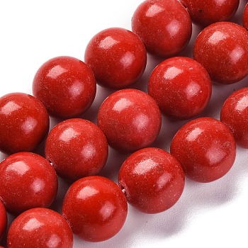 Synthetic Turquoise Beads Strands, Dyed, Round, Red, 12mm, Hole: 1.2mm, about 33pcs/strand, 15.16 inch(38.5cm)