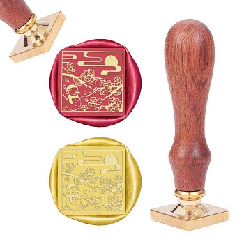 DIY Scrapbook, Brass Wax Seal Stamp and Wood Handle Sets, Human Pattern, 89mm, Stamps: 25x25x14.5mm