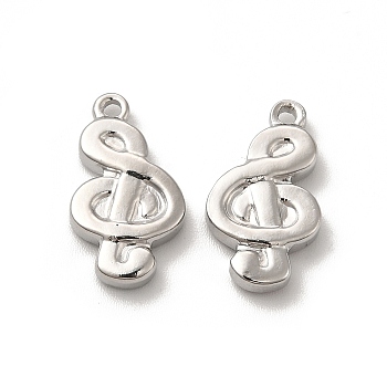 201 Stainless Steel Pendants, Musical Note Charm, Stainless Steel Color, 17x10x3mm, Hole: 1.5mm
