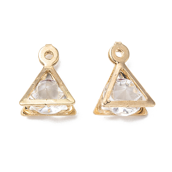 Crystal Glass Rhinestone Pendants, with Iron Finding, Triangle Charms, Golden, 14.5x10x6mm, Hole: 1.2mm