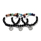 Natural Obsidian Round Beaded Chakra Stretch Bracelets(BJEW-K251-01F)-1