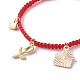 Bracelet à breloques en alliage d'émail rose enveloppe coeur(BJEW-JB08682-02)-5