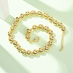Brass Ball Chain Necklaces for Men Women, Real 18K Gold Plated, 17.32 inch(44cm), Bead: 9.5~10mm(NJEW-H089-01G)