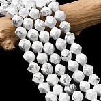 Natural Howlite Beads Strands, Star Cut Round Beads, Faceted, 7~8x7~8x7~8mm, Hole: 1mm, about 46~47pcs/strand, 14.72''~15''(37.4~38.1cm)(G-Z119-A43-02)