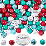 DIY Synthetic Turquoise Round Beads Bracelets Making Kits, Mixed Color, 8mm, Hole: 1mm(DIY-SC0030-26)