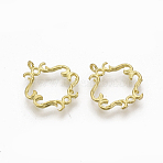Brass Filigree Joiners Links, Nickel Free, Raw(Unplated), 16x15x1.5mm, Hole: 0.9mm(KK-S349-249-NF)