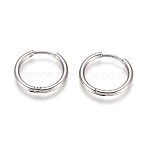 Tarnish Resistant 304 Stainless Steel Huggie Hoop Earrings, with 316 Surgical Stainless Steel Pin, Ring, Stainless Steel Color, 18x2mm, 12 Gauge, Pin: 0.9mm(EJEW-G272-02-14mm-P)